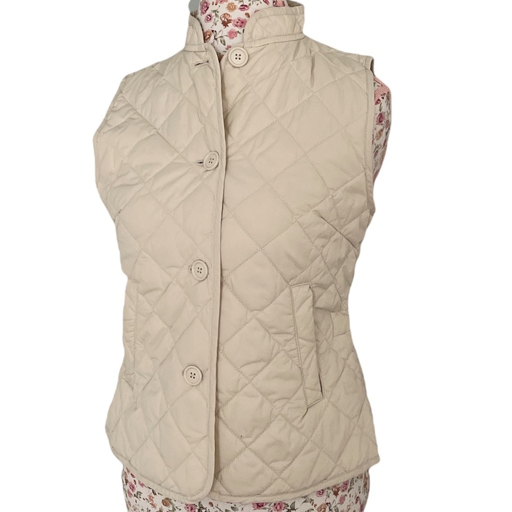 GAP Women Classic Vest Tan/ Ivory Sz S